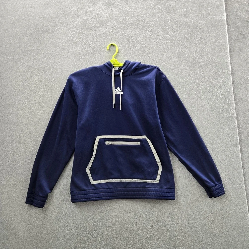 Adidas‎ Men Hoodie L Navy Blue Fleece Team Issue Logo Long Sleeve